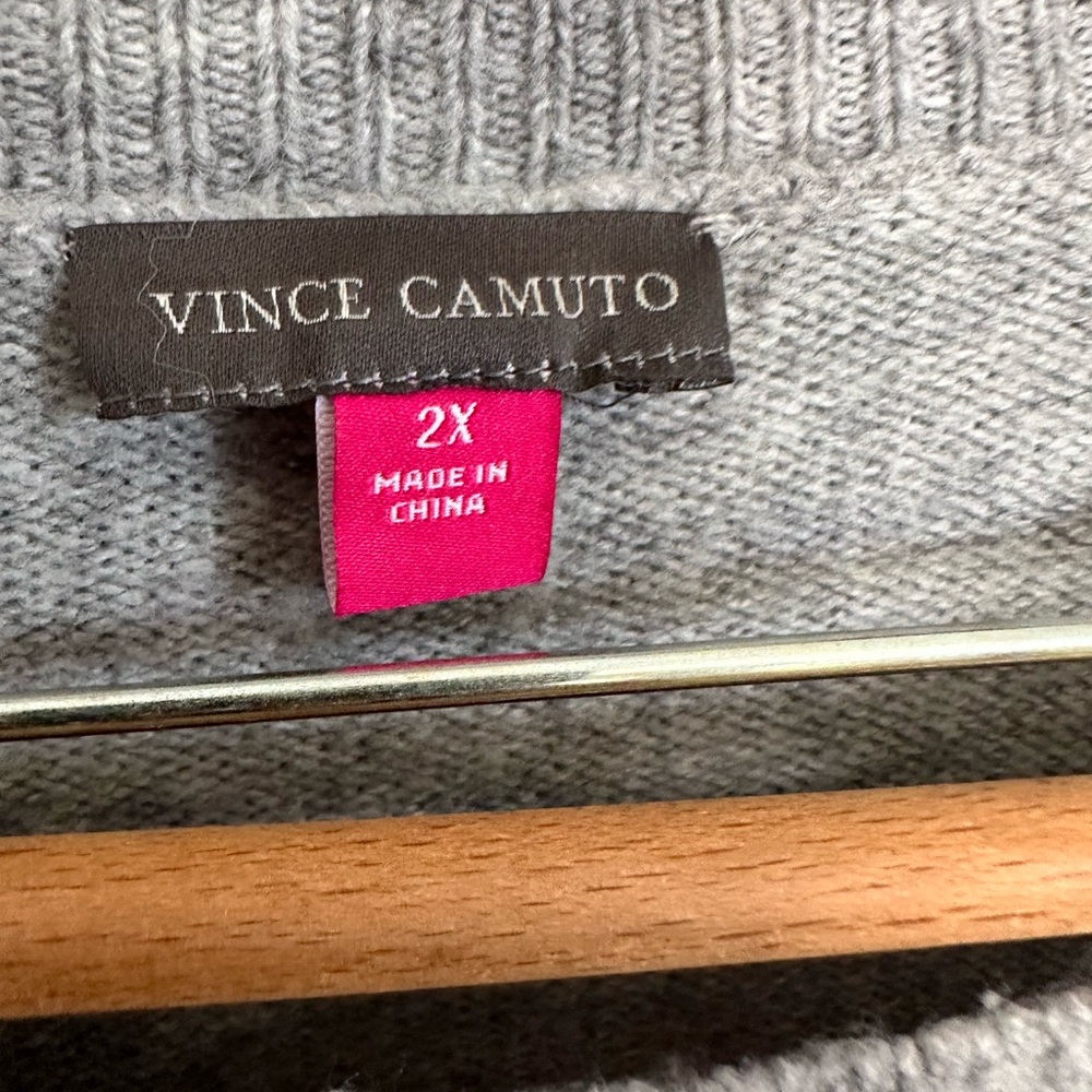 Vince Camuto Pink Gray Knit Sweater Stretch 2X - Picture 4 of 7